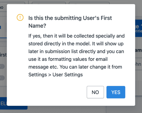 Popup for First Name System Popup for Assigning Primary User Field