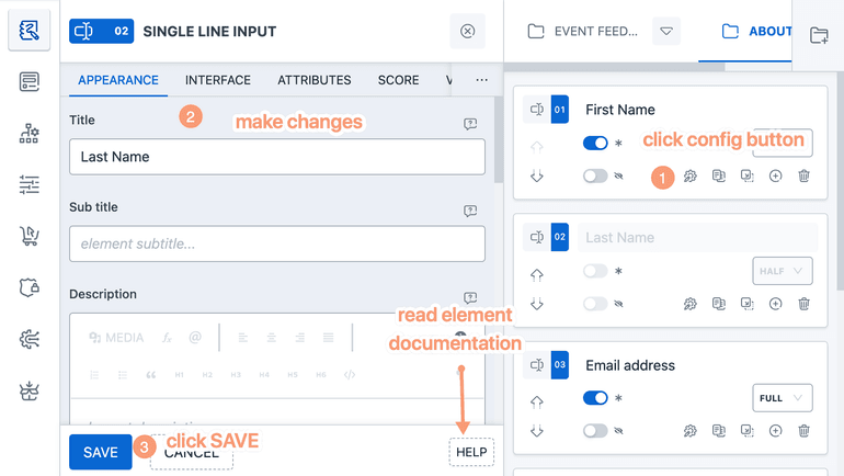 Element Config Window