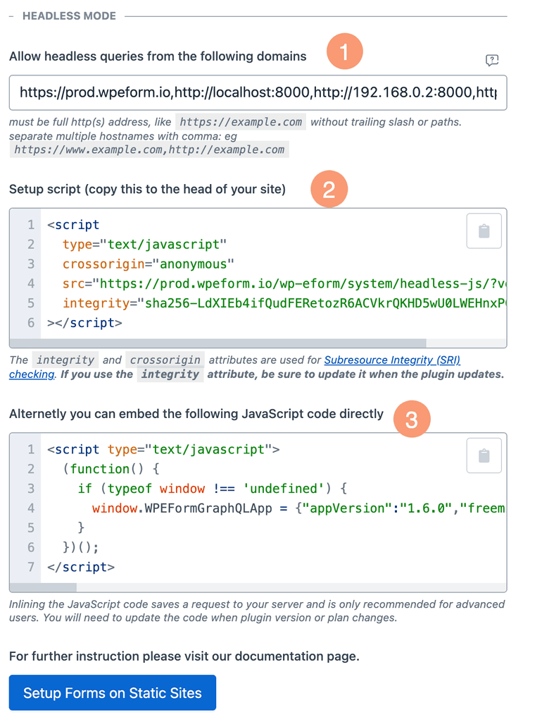 Config CORS and setup script Add Cors trusted domains