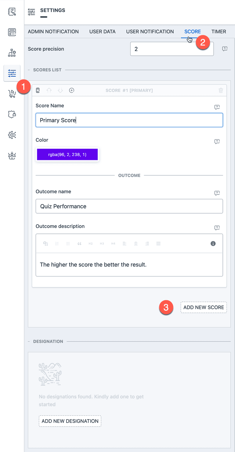 Score Configuration Score Configuration