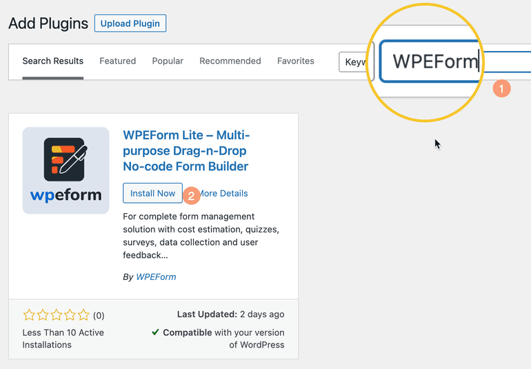 Search for WPEForm