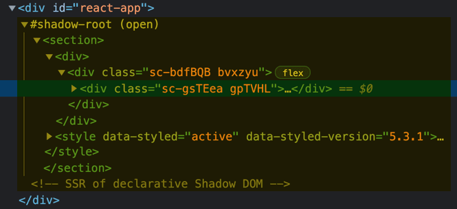 Shadow DOM Structure for our app