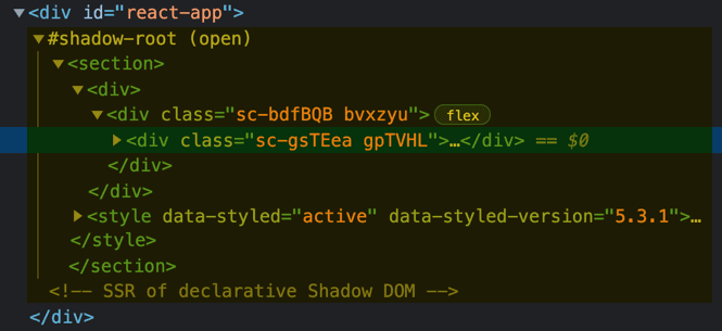 Shadow DOM Structure Shadow DOM Structure for our app