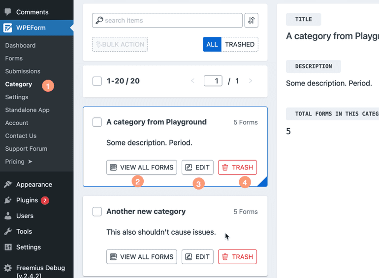 Category Listing in WPEForm