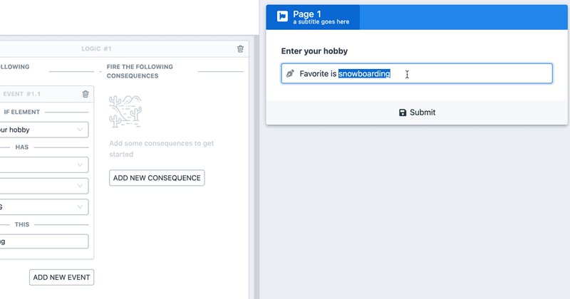 Show, hide or set value of elements with conditional logic