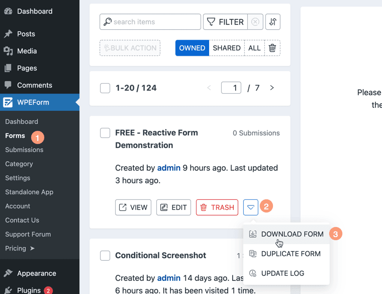 Exporting Form Export Form in WPEForm