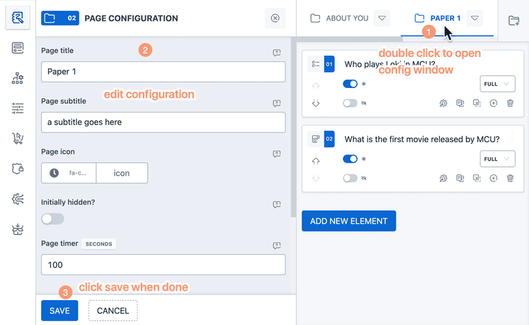 Form Page Configuration