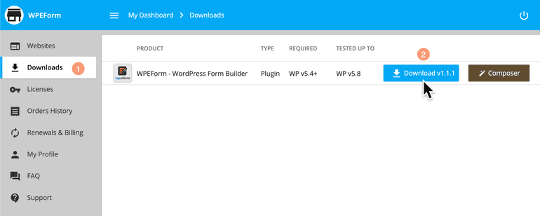 Customer accounts page Premium accounts page