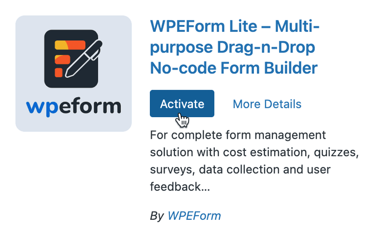 Activate WPEForm Activate WPEForm