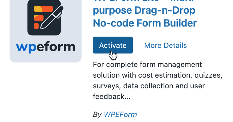 Installing WPEForm WordPress Form Builder