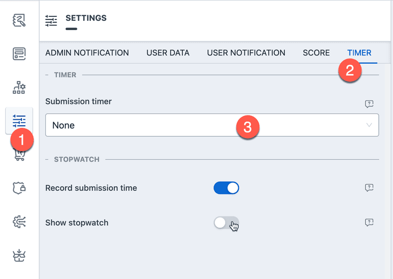 Form Timer Settings Form Timer Settings