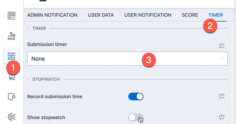 How to setup different timers in quiz forms