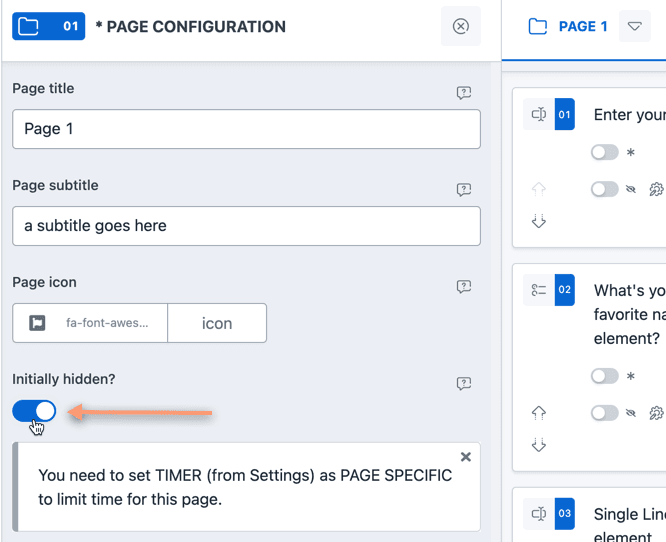 Initially hiding form pages