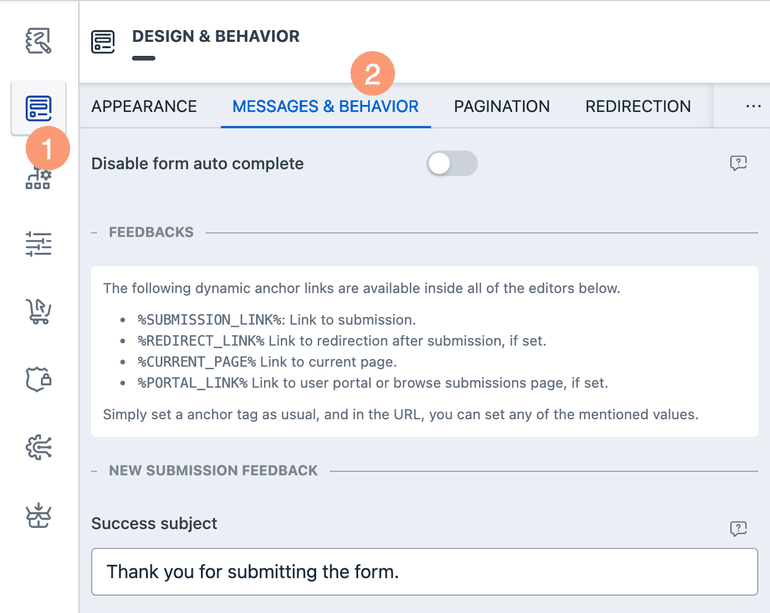 Access Design Behavior Config