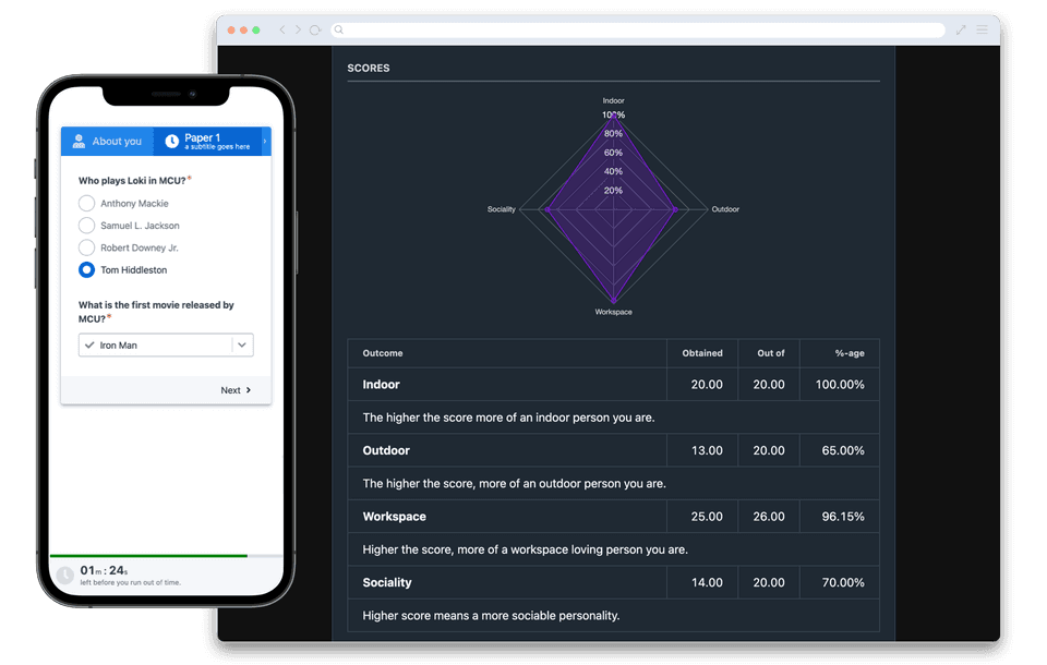 Tier based quizzes with automatic score and timer