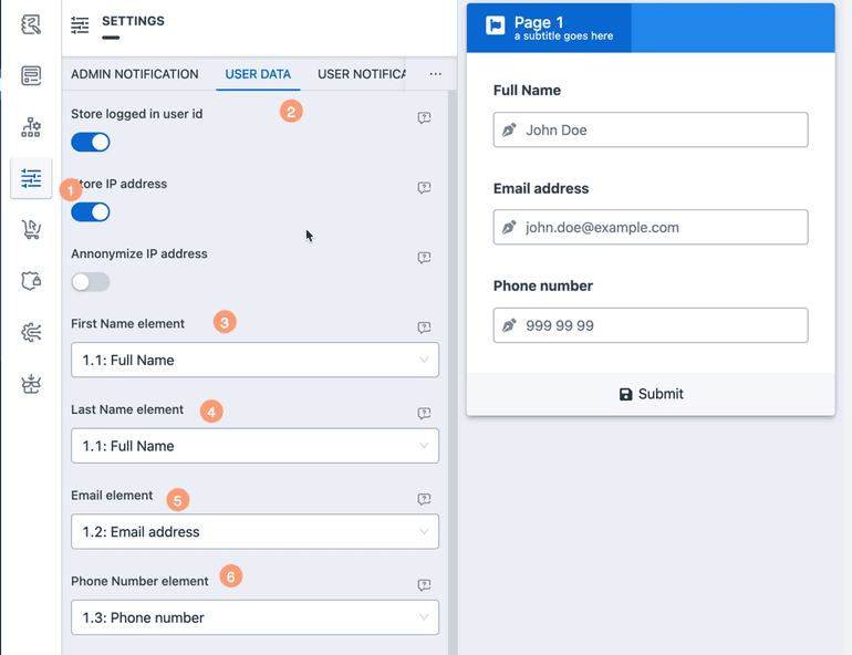 Configure User Data Configure Primary User Fields