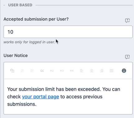 User based Restriction