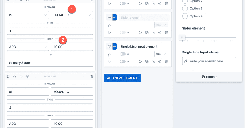 How to assign scores to individual form elements