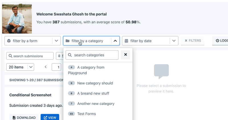 Adding and managing categories for your Forms