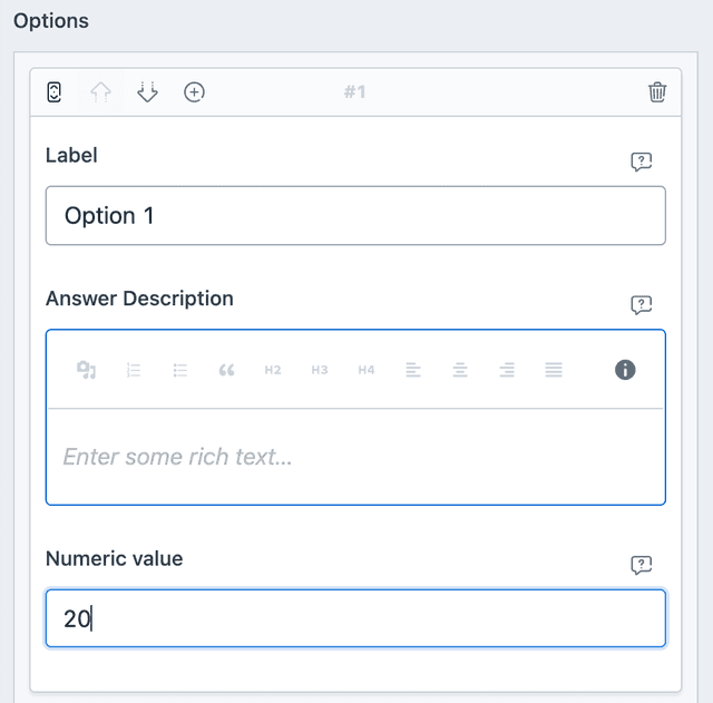 Numeric value in option Screenshot